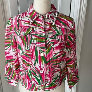 Ruby Rd. linen blend pink green jacket 6P